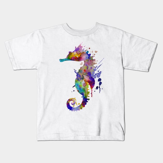 Colorful Seahorse Silhouette Kids T-Shirt by Marian Voicu